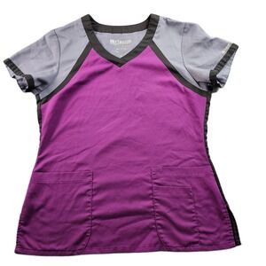 Grey's Anatomy Active Scrub Top Women's M Purple Gray Professional Wear by Barco